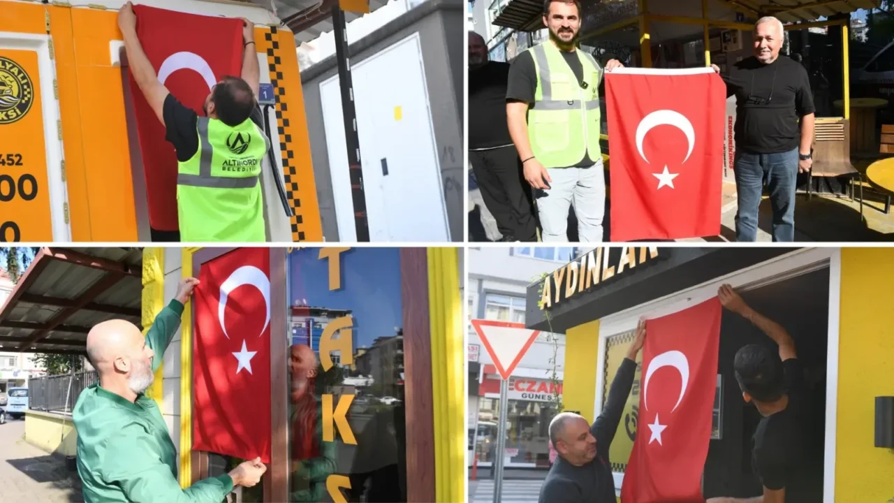 Altınordu’da Taksi Durakları Türk Bayraklarıyla Donatıldı